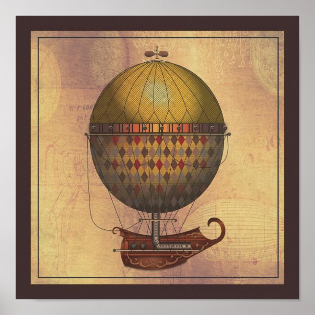 The Airship Nautisme Steampunk Flying Machine Poster (Front)