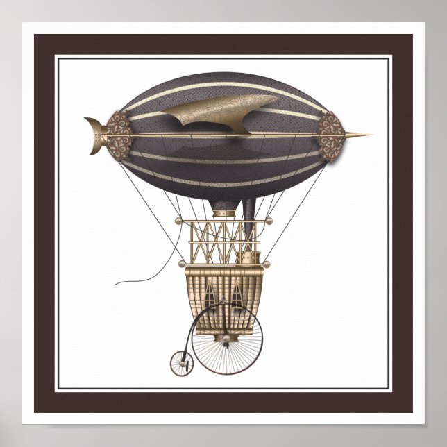 The Airship Penny Farthing Fantasy Flying Machine Poster (Front)