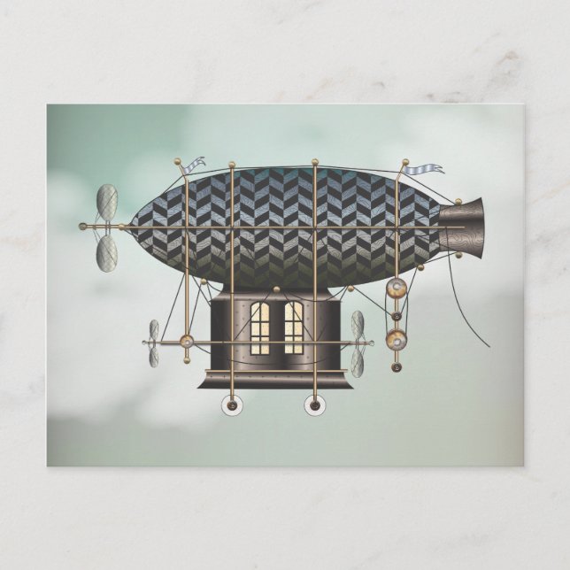 The Airship Petite Noir Steampunk Flying Machine Postcard (Front)