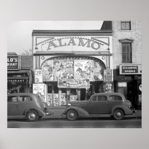 The Alamo Movie Theater, 1937. Vintage Photo Poster