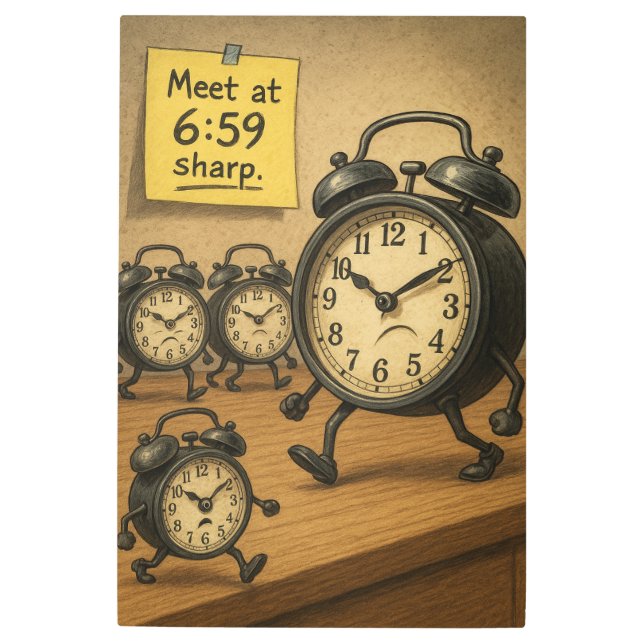 The Alarm Clock Uprising Metal Print (Front)