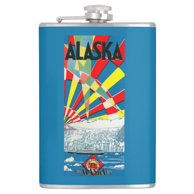 The Alaska Line Steamship Poster Flask (Front)