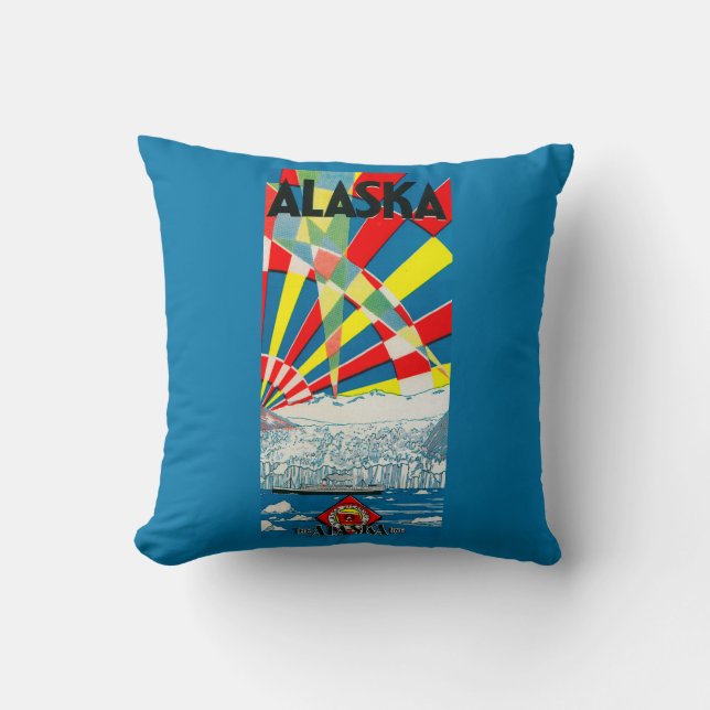 The Alaska Line Steamship Poster Throw Pillow (Front)