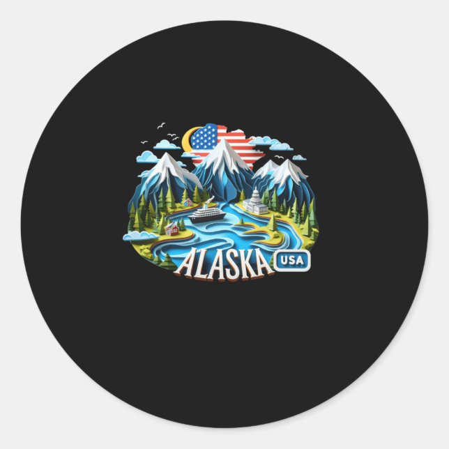 The Alaska State In Usa Sticker  (Front)