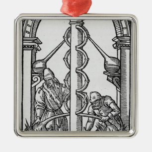 The Alchemist at Work Metal Ornament