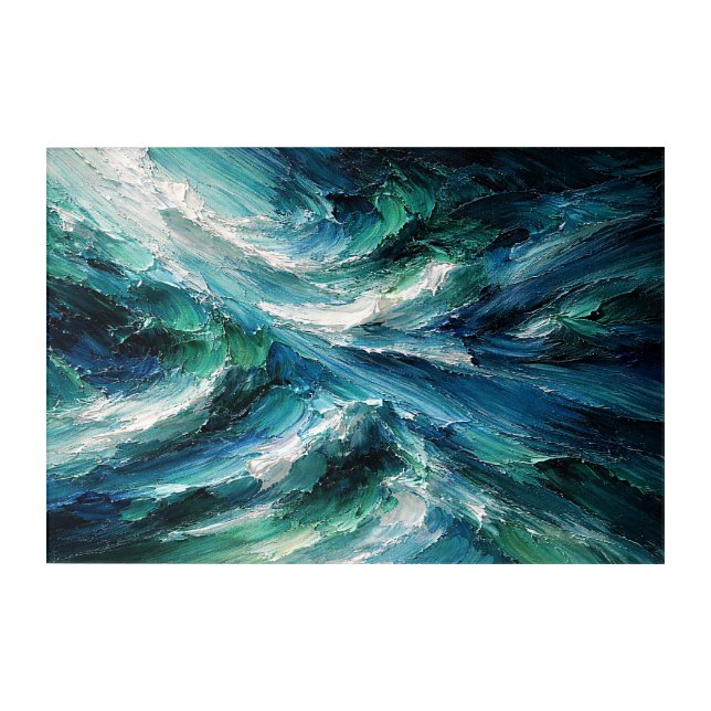 The Alchemist's Surge: Raging Tide Impasto Abstrac Acrylic Print (Front)