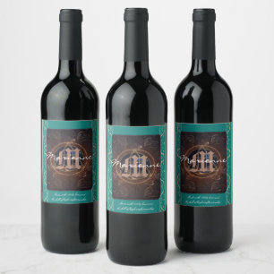 The Alchemist's wine & monogram medieval baroque Label