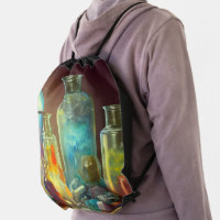 The Alchemist's Worktable Fantasy Art   Drawstring Bag