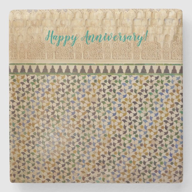The Alhambra: Happy Anniversary! Stone Coaster (Front)
