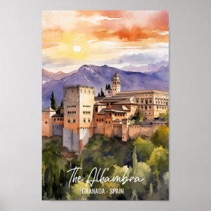 The Alhambra Spain Famous Travel Place Poster