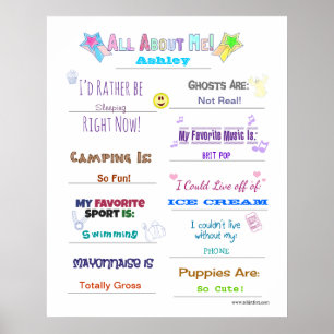 The All About Me Quiz Poster