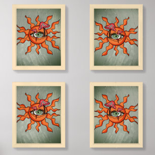 The All Sun-Seeing Mushroom Rays Wall Art Sets
