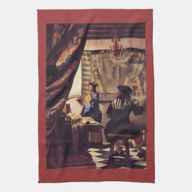 The Allegory of Painting by Johannes Vermeer Towel (Vertical)