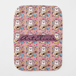 The Alpaca Llama Making Music Pattern Baby Burp Cloth