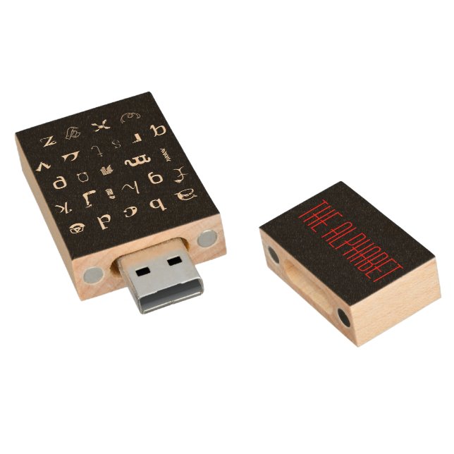 The Alphabet, wooden USB flash drive (Angled)