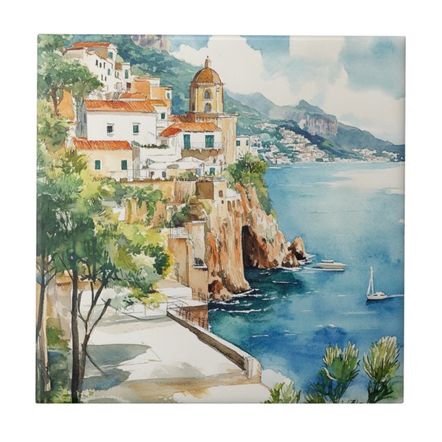 The Amalfi Coast, Italy Ceramic Tile (Front)