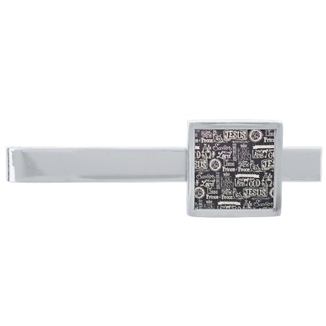 The Amazing Names Of Jesus Christ Silver Finish Tie Bar (Front)