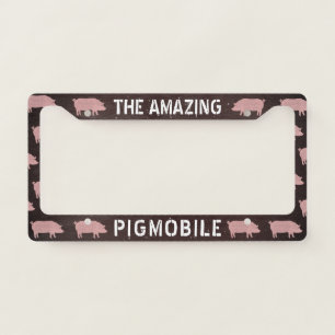 The Amazing Pigmobile  Pink Pig Silhouettes Custom License Plate Frame