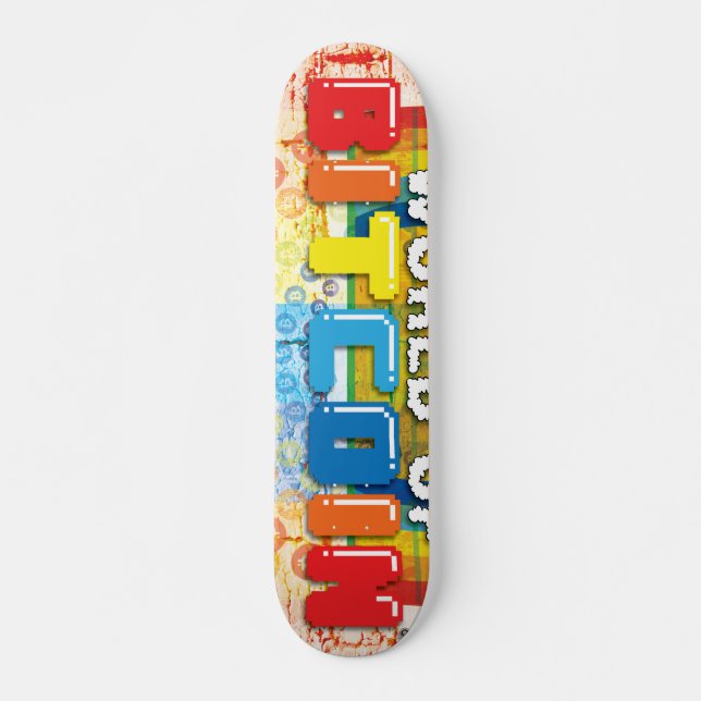 The Amazing World of Bitcoin Skateboard Deck (Front)