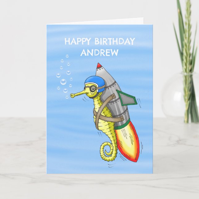 The Amazing Yellow Rocket Seahorse Card (Front)