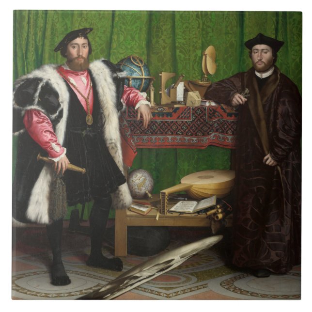 The Ambassadors, Holbein the Younger Ceramic Tile (Front)
