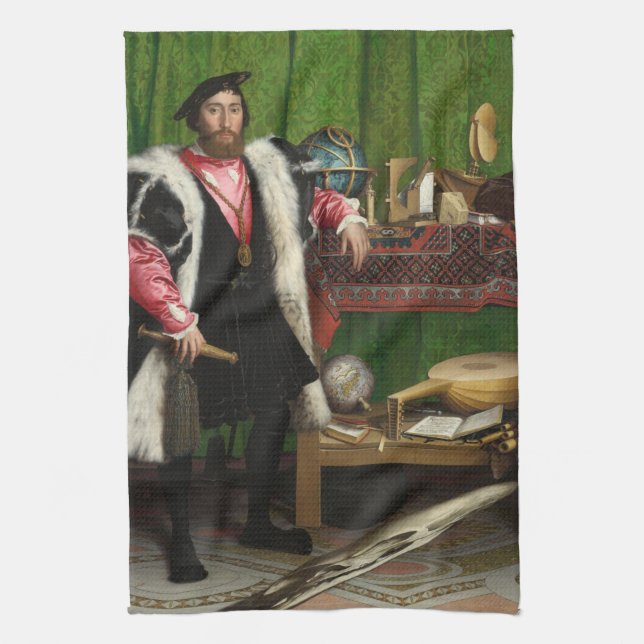 The Ambassadors, Holbein the Younger Kitchen Towel (Vertical)