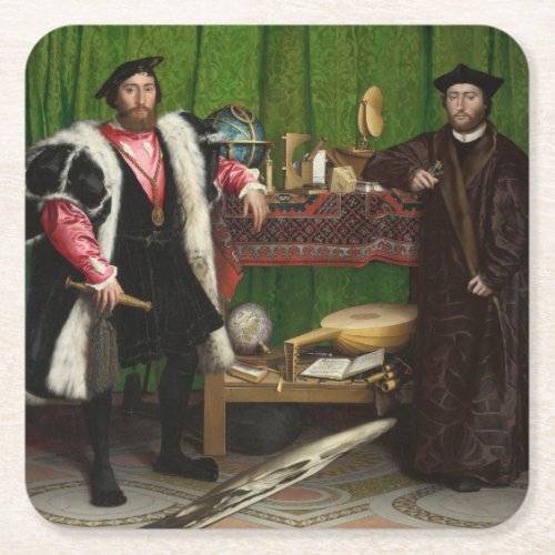 The Ambassadors Holbein the Younger Square Paper Coaster