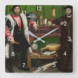 The Ambassadors, Holbein the Younger Square Wall Clock