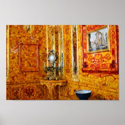 The Amber Room in Catherine Palace Russia 12x8 Poster