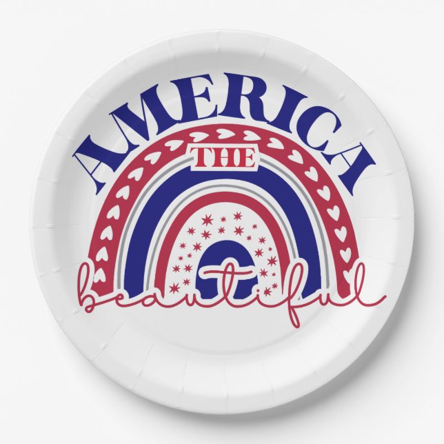 The America Beautiful Rainbow  Paper Plates (Front)