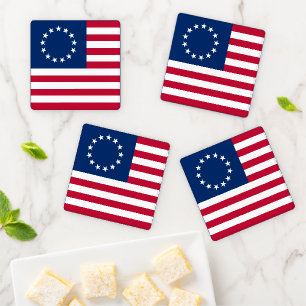 The American Circle Flag by Betsy Ross Coaster Set