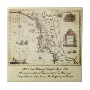 The American Coast Vintage Rare Map Ceramic Tile