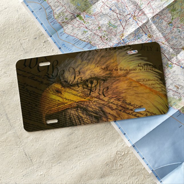 The American Constitution With Bald Eagle License Plate (In Situ)