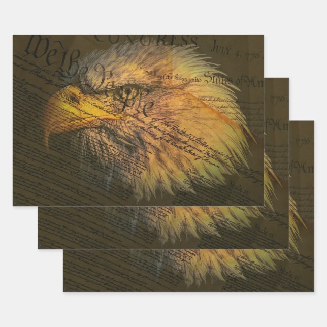 The American Constitution With Bald Eagle Wrapping Paper Sheets (Set)