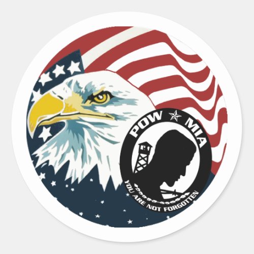 The American Eagle POW_MIA Classic Round Sticker