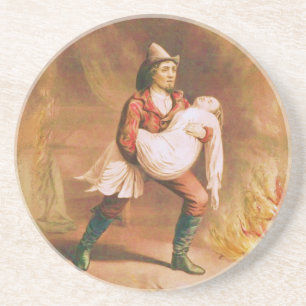 The American Firefighter Vintage Fireman Style 3 Sandstone Coaster