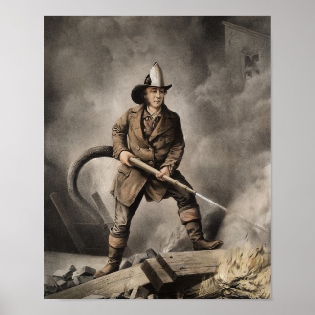The American Fireman - Facing the Enemy - 1858 Poster (Front)