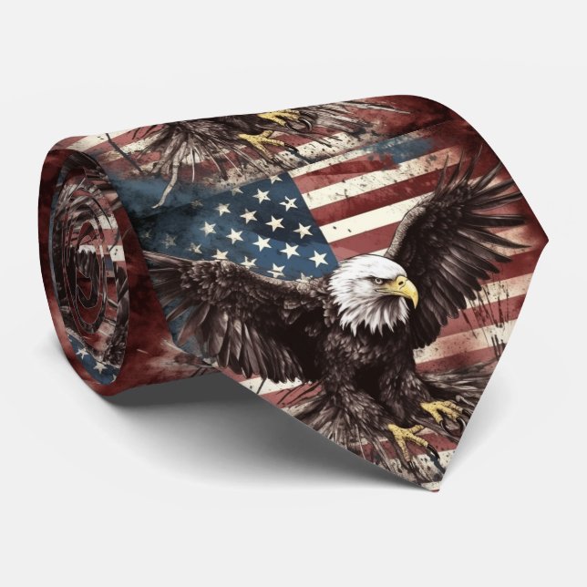 The American Flag and The American Eagle Neck Tie (Rolled)