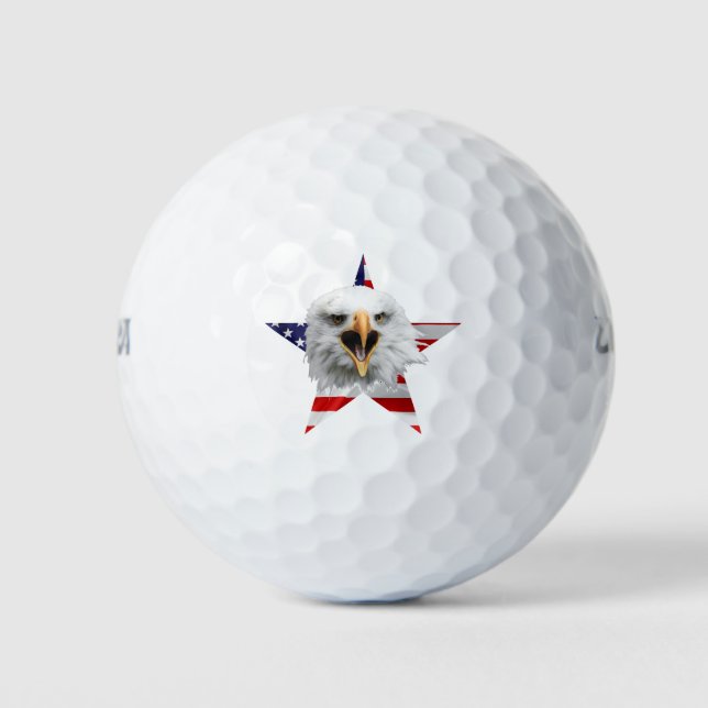The American Flag, Eagle, Star Patriotic Golf Balls (Front)