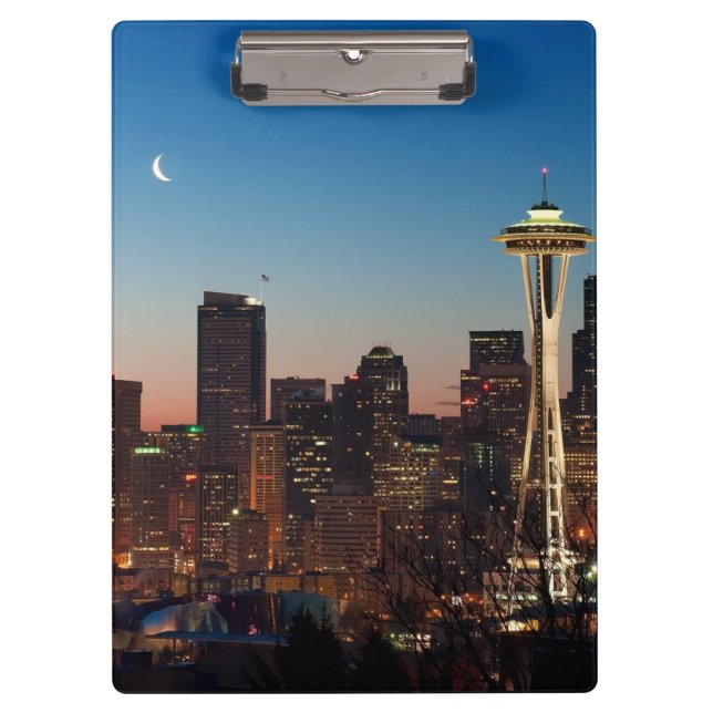The American flag flies between the rising moon Clipboard (Front)