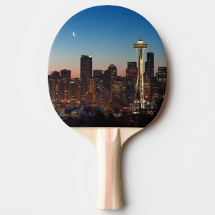 The American flag flies between the rising moon Ping Pong Paddle