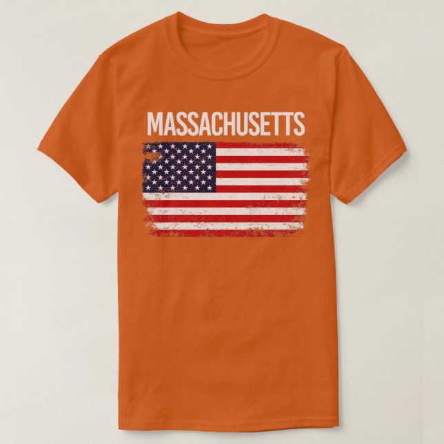 The American Flag Massachusetts  T-Shirt (Design Front)