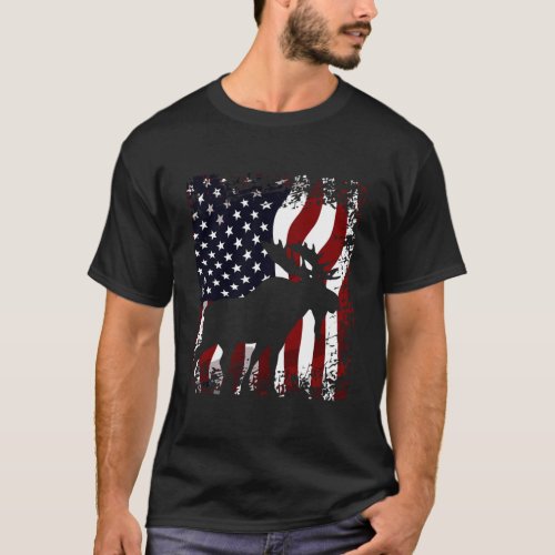 The American Flag Patriotic Clothing Alaska Moose  T_Shirt