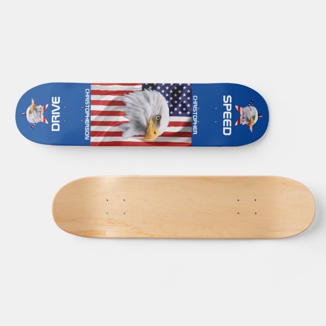 The American Flag, Stunning Eagle Patriotic Skateboard | Zazzle
