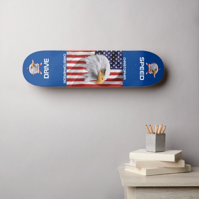 The American Flag, Stunning Eagle Patriotic Skateboard | Zazzle