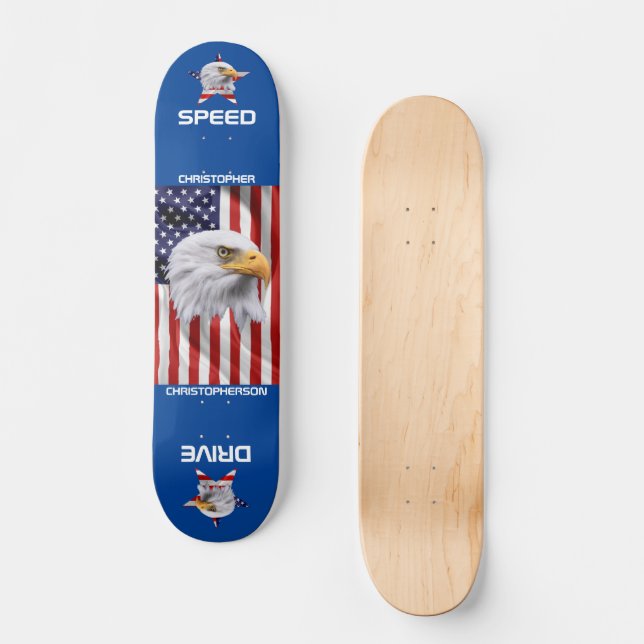 The American Flag, Stunning Eagle Patriotic Skateboard | Zazzle