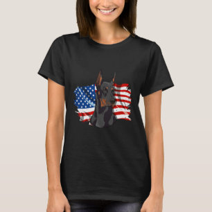 The American Flag With A Proud Patriotic Doberman T-Shirt