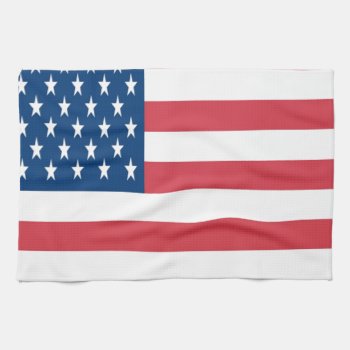 The American Flag With White Stars Kitchen Towel by esoticastore at Zazzle