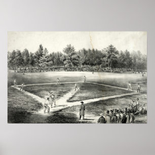 The American National Game of Baseball - 1866 Poster