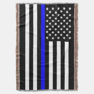 The American Thin Blue Line Symbol Throw Blanket